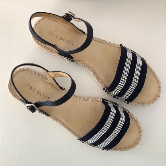 Talbots Shoes - Talbots Ivy Espadrille Flats Sandals Navy White